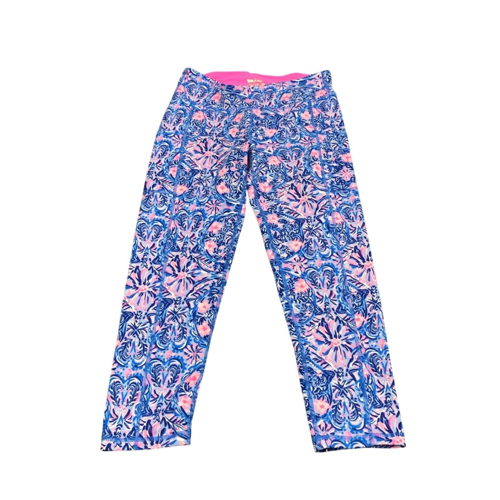 Lilly Pulitzer Weekender Midi Legging Blue Peri Takin It Easy Womens Size Medium